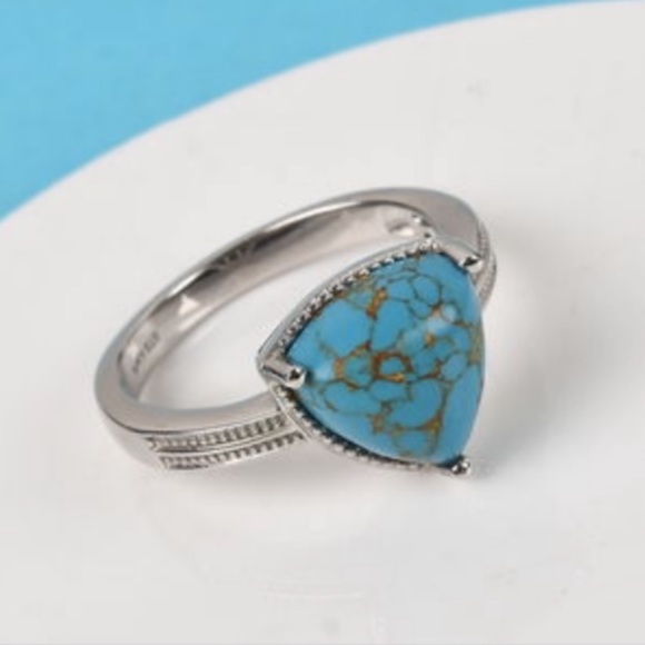 Jewelry - Mojave Blue Turquoise Ring in Platinum Bond Brass